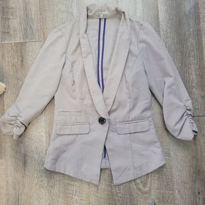 Gray Taupe scrunched quarter sleeve blazer